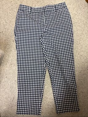 Talbots Navy and White Gingham Perfect Crop Pants